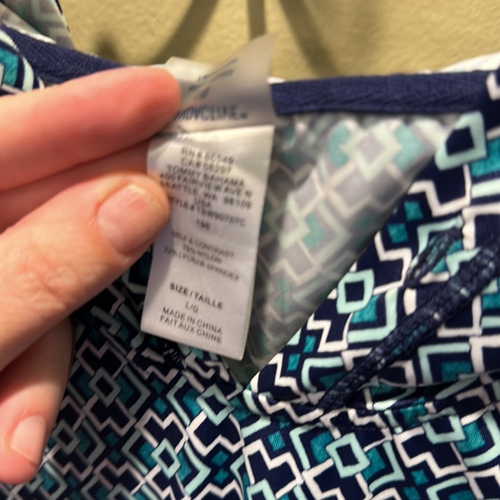 Tommy Bahama IslandActive Swim Cover-up Navy Teal Green Hood Sleeveless EUC L - Picture 5 of 6